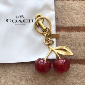 Coach Red and Gold Cherry Keychain